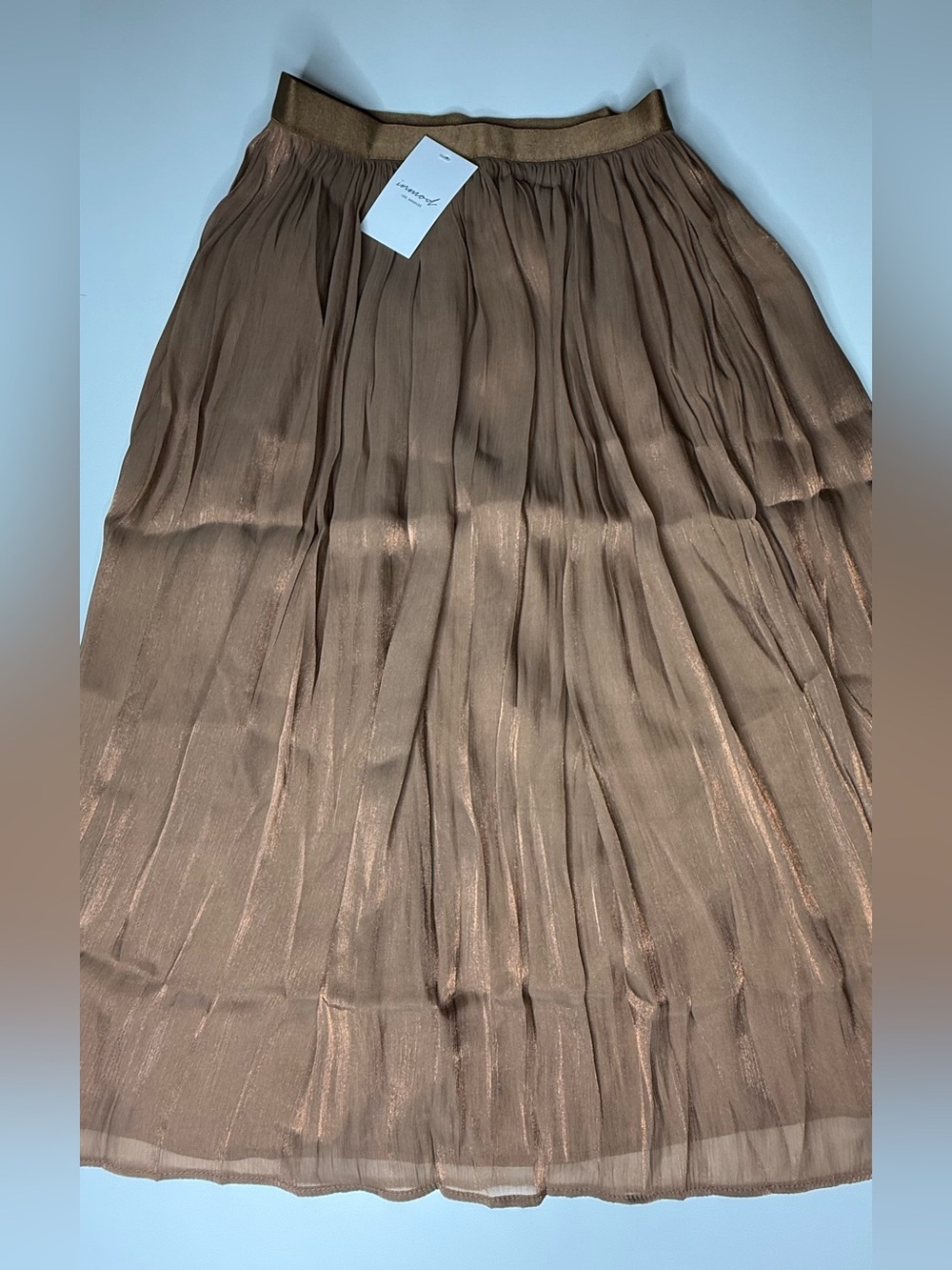 NWT Lightweight Pleated Gold Midi Skirt - 209-211